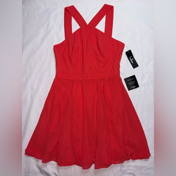 Lulus NWT Size M Red Orange The Way You Look Tonight Skater Mini Dress - Picture 3 of 11